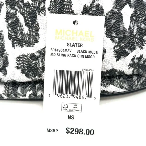 Michael Kors Medium Slater Sling Pack Chain Messenger Crossbody Bag Black Multi - Picture 11 of 11